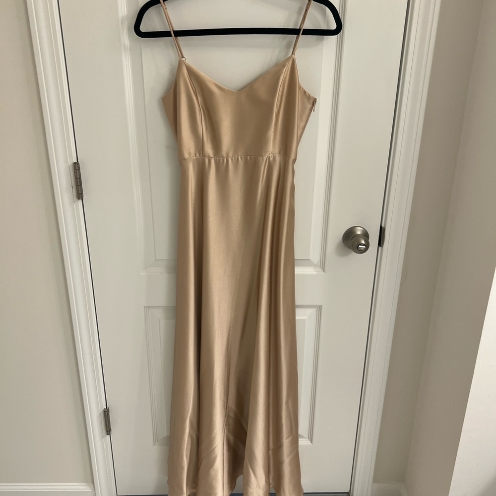 Show Me Your MuMu Satin Beige Dress